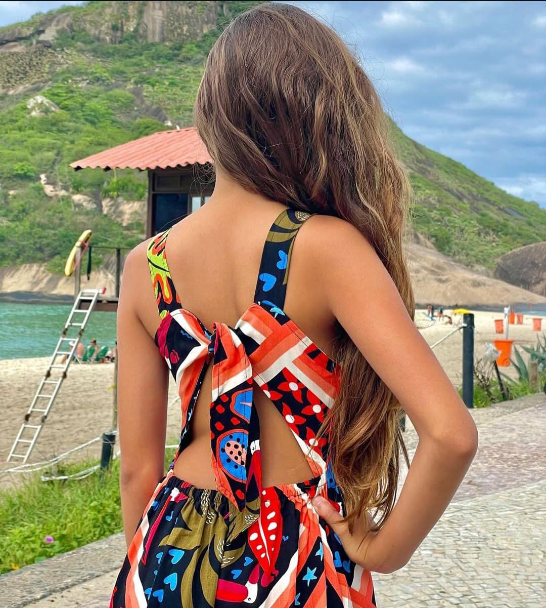 Maxi Vestido Tropical "Beach Breeze" con Lazo Posterior - Image 2