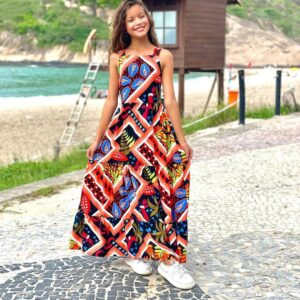 Maxi Vestido Tropical "Beach Breeze" con Lazo Posterior
