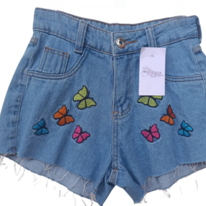 Short Denim "Butterflies" con Bordados